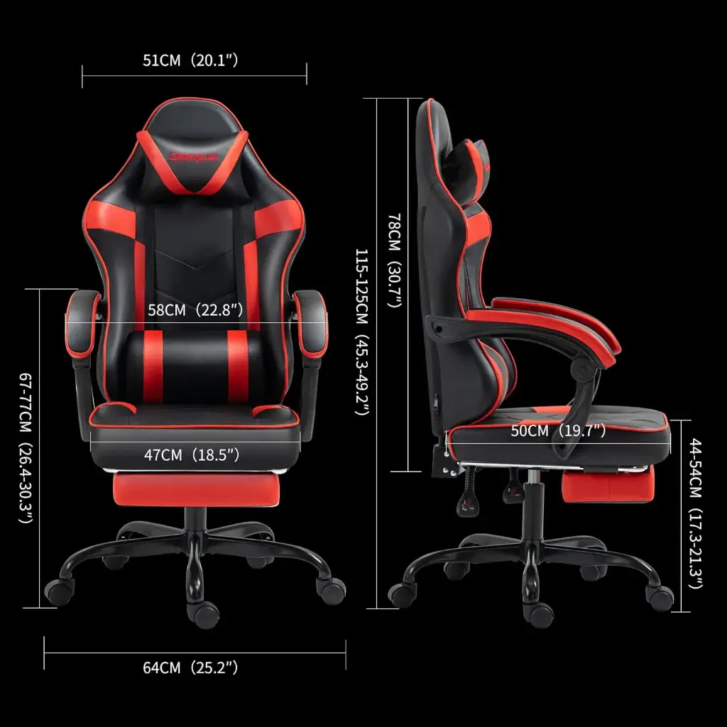 Gaming Chair with Footrest BLACK RED MAF-7709