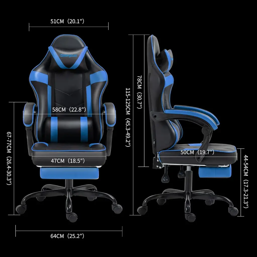 Gaming Chair with Footrest BLACK BLUE MAF-7709