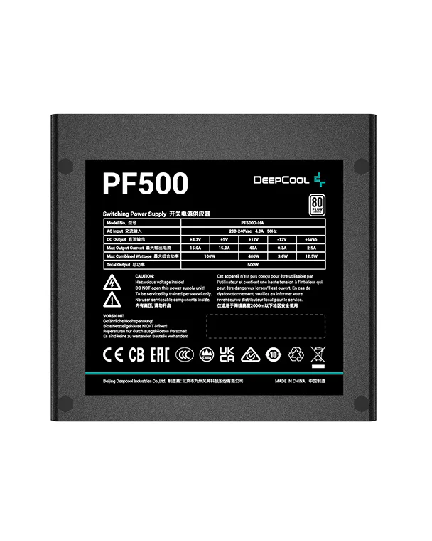 POWER SUPPLY 500W DEEPCOOL PSU PF500D 80 PLUS
