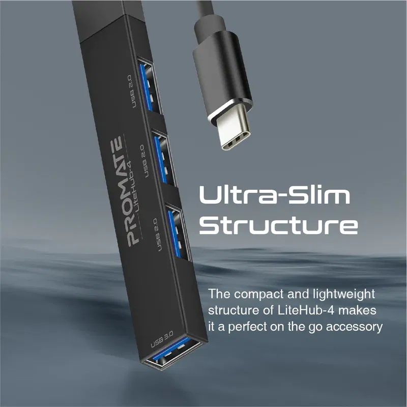 Promate USB-c Hub, 4-in-1 Type-c LiteHub-4