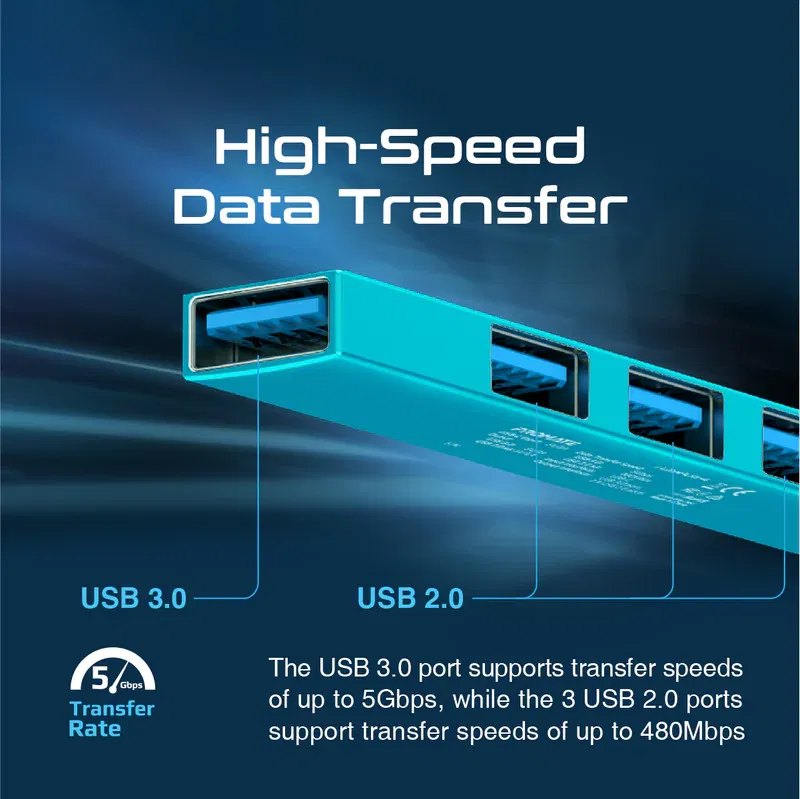Promate USB-c Hub, 4-in-1 Type-c LiteHub-4 - BLUE
