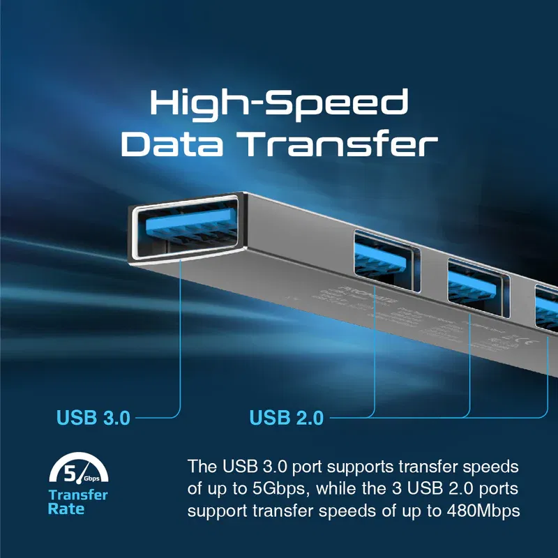 Promate USB-c Hub, 4-in-1 Type-c LiteHub-4 - GREY 