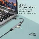 Promate USB-c Hub, 4-in-1 Type-c LiteHub-4 - GREY 