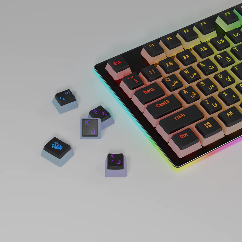 Pudding Keycaps CamelTech - black - Arabic layout
