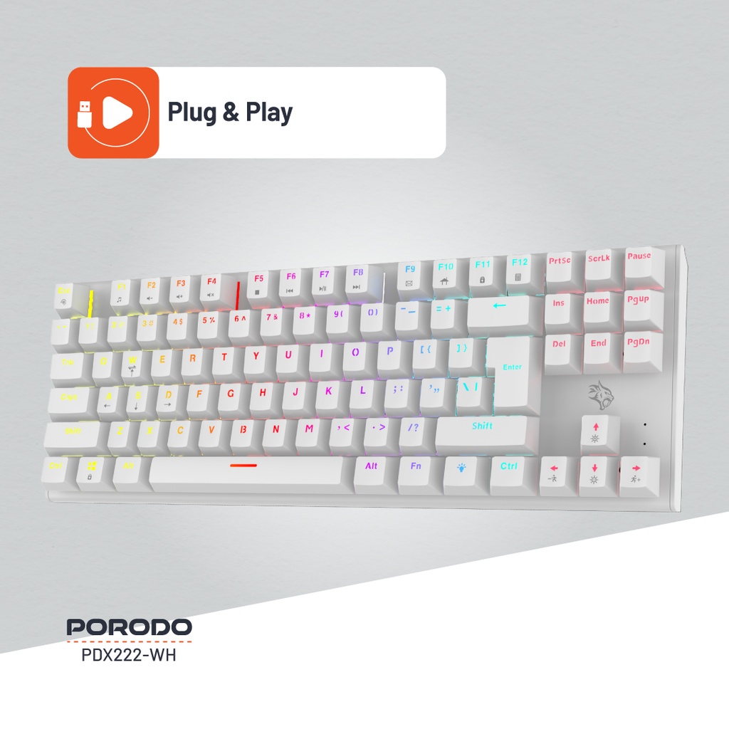Porodo Gaming TKL Mechanical Keyboard WHITE- PDX222