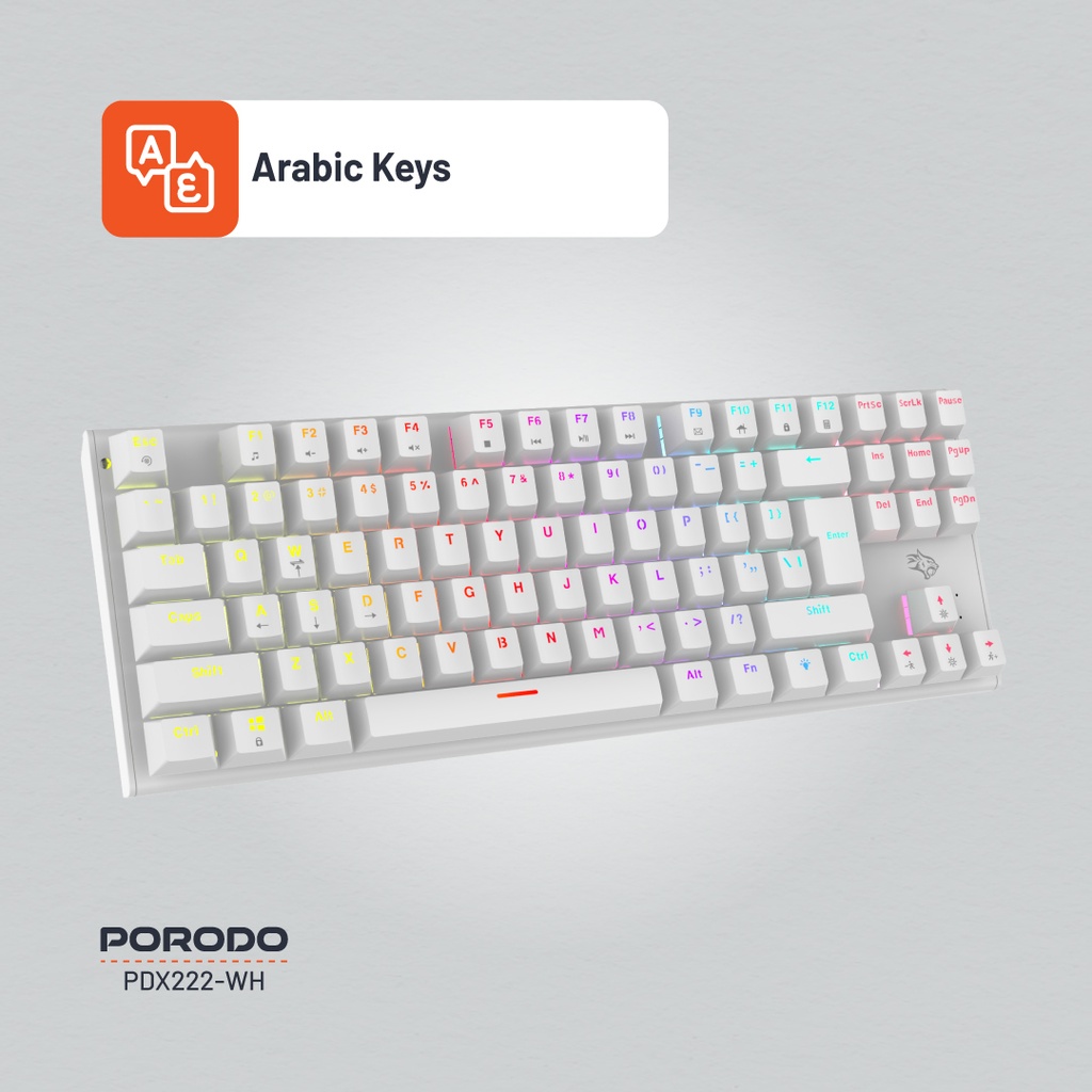 Porodo Gaming TKL Mechanical Keyboard WHITE- PDX222