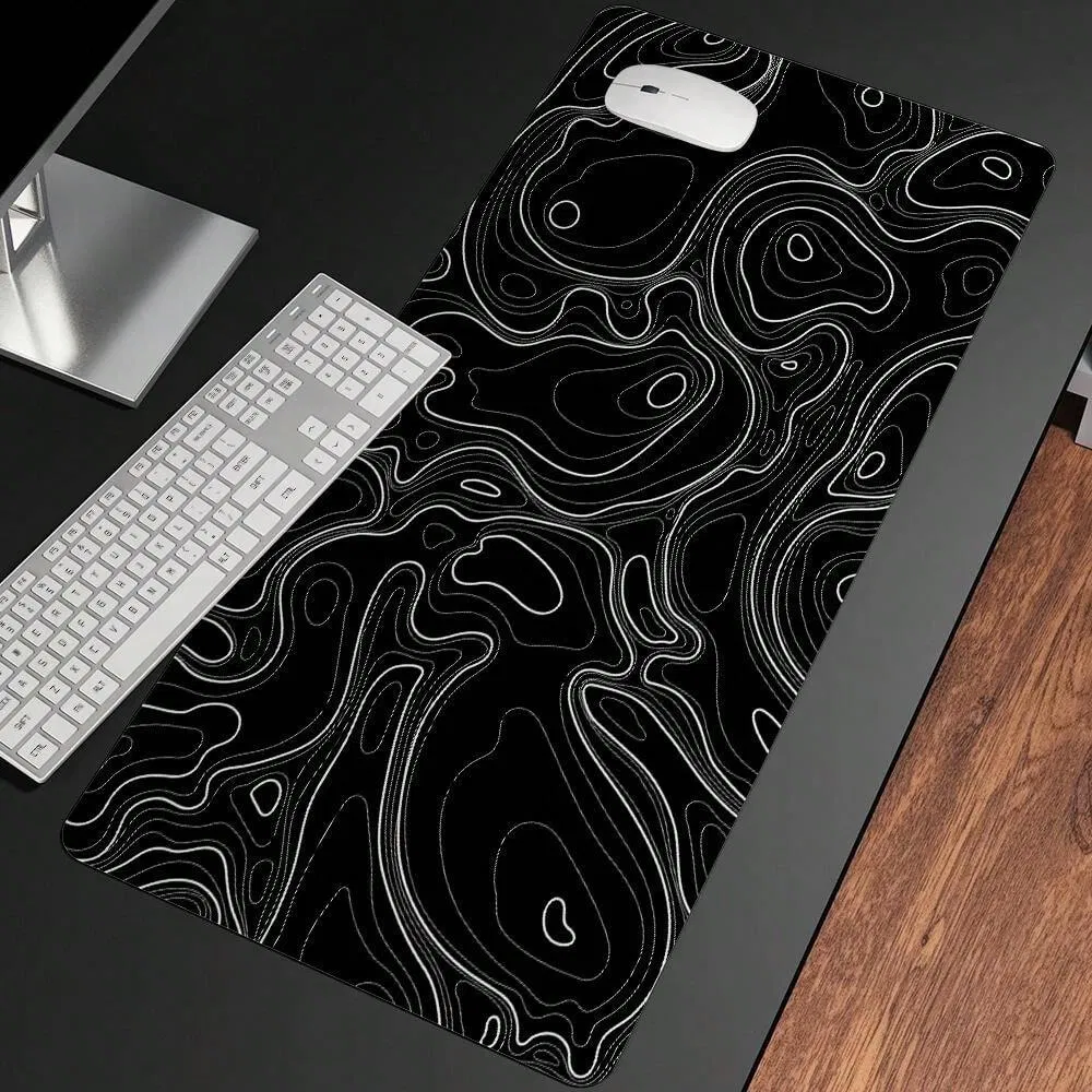 Gaming Mouse PAD Black striped with white 90x40cm 2mm