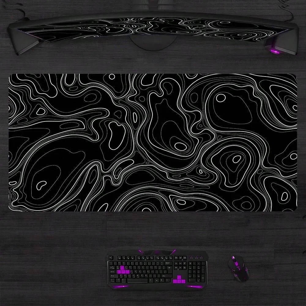 Gaming Mouse PAD Black striped with white 90x40cm 2mm