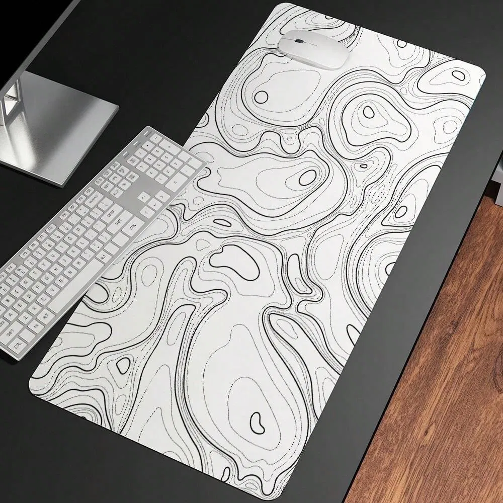Gaming Mouse PAD white striped with Black 90x40cm 2mm