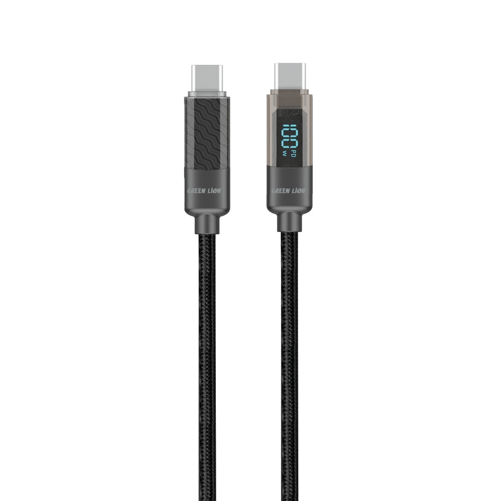 Green lion Digital Display Cable USB-C to USB-C  100W Charging 1m black