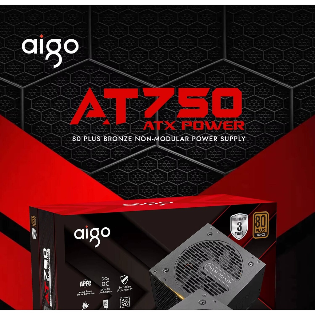Aigo AT750 Power Supply 750W, 80 Plus Bronze Certification