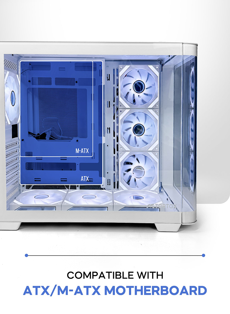 TORTOX CASE CURVO WHITE With 7 FAN RGB TX240502