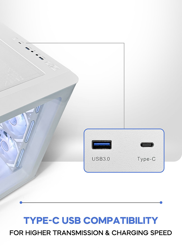 TORTOX CASE CURVO WHITE With 7 FAN RGB TX240502