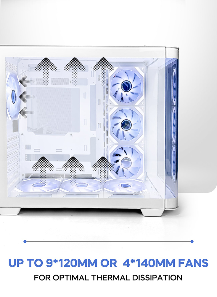 TORTOX CASE CURVO WHITE With 7 FAN RGB TX240502