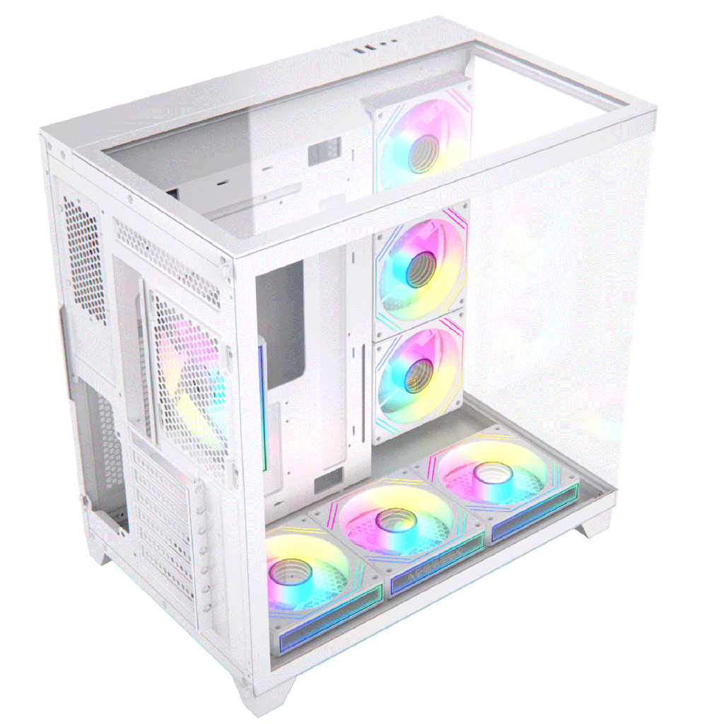 Acegeek Horizon WHITE ATX Case, 7x RGB 120mm Fans