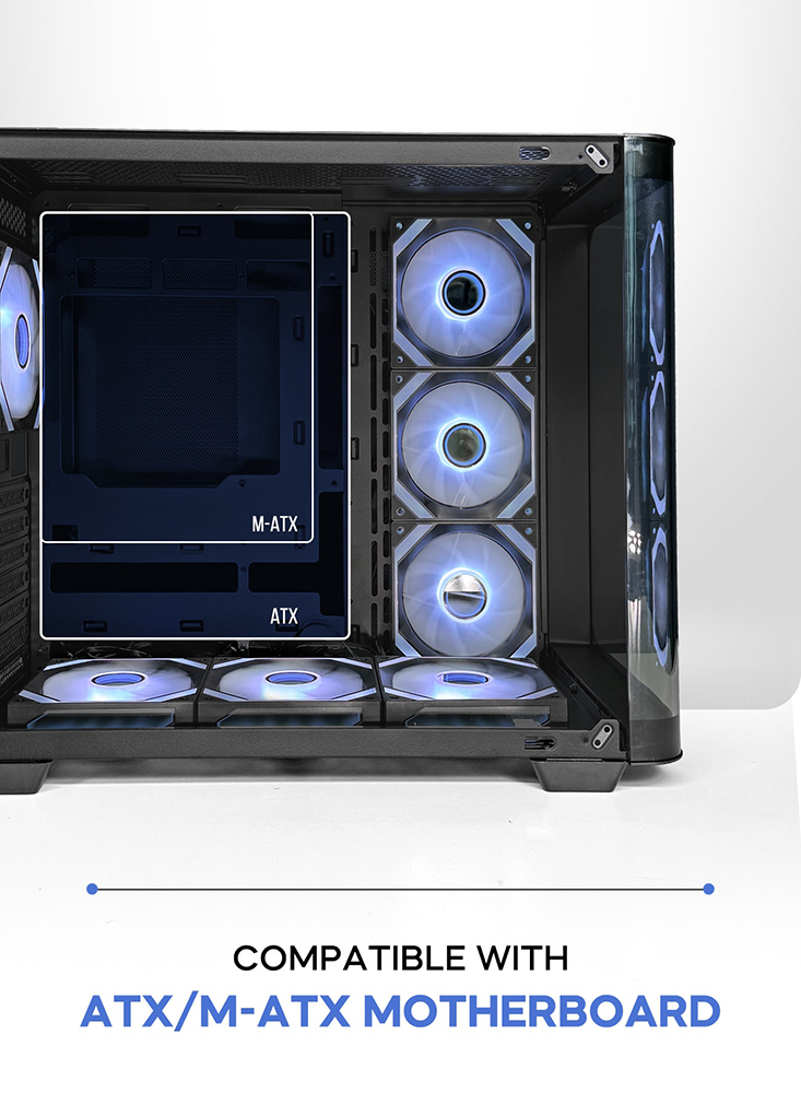 TORTOX CASE CURVO BLACK With 7 FAN RGB TX240502