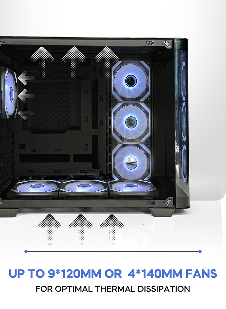TORTOX CASE CURVO BLACK With 7 FAN RGB TX240502