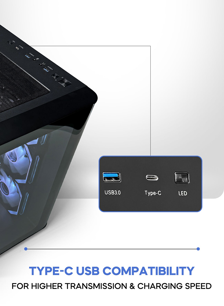 TORTOX CASE CURVO BLACK With 7 FAN RGB TX240502