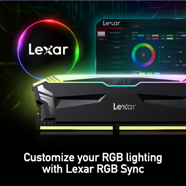 RAM 3600MHZ RGB 16x2 32GB LEXAR BLACK