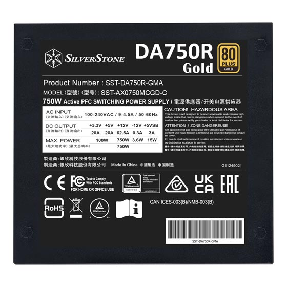 POWER SUPPLY 750W 80 PLUS GOLD 5.0 SILVER STONE 