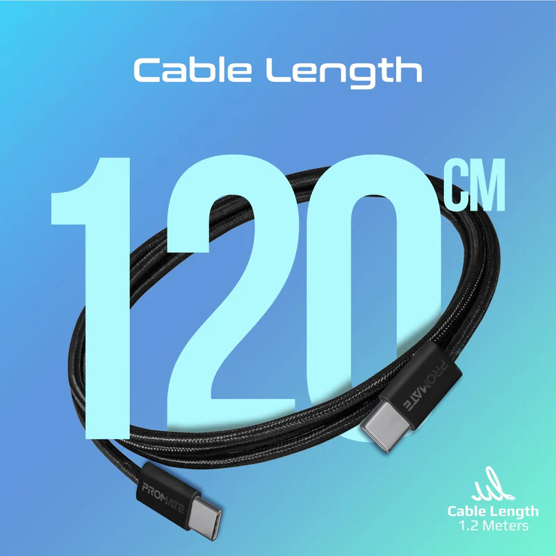 Promate USB-C to USB-C Cable with 60W PD ecoline-cc120.black