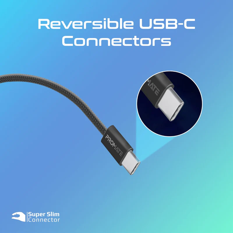 Promate USB-C to USB-C Cable with 60W PD ecoline-cc120.black