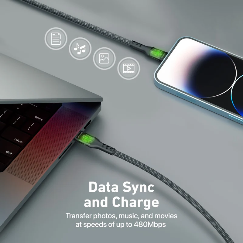 Promate USB-C to Lightning Cable TransLine-CC.BLACK