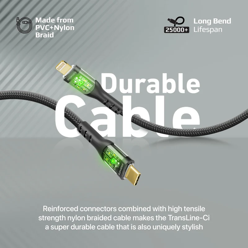 Promate USB-C to Lightning Cable TransLine-CC.BLACK