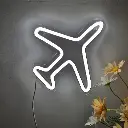 Handmade neon sign in the shape of an airplane