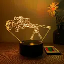 Creative 3D Night Light Black Remote Control 16 Color Gun Shape USB Atmosphere Table Lamp with Touch Button 16 Color RemotE