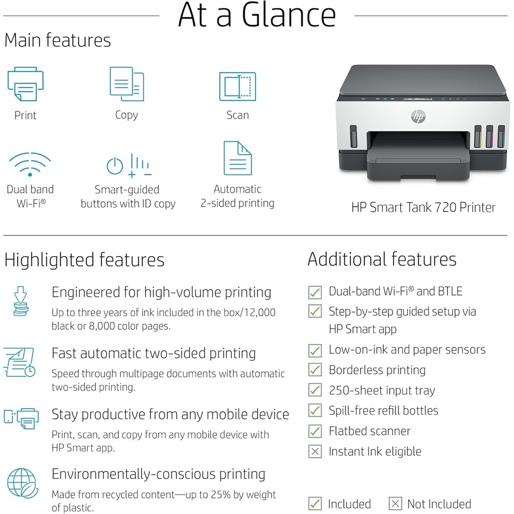 HP Smart Tank 720 All-in-One Printer Wireless