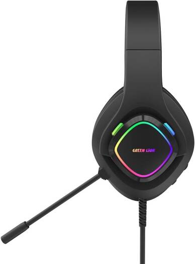 Green Lion GP32X Gaming Headphone, 50mm Speakers, 2.1m Cable Length, RGB, included micrphone, Comfortable, 360" Bendable.