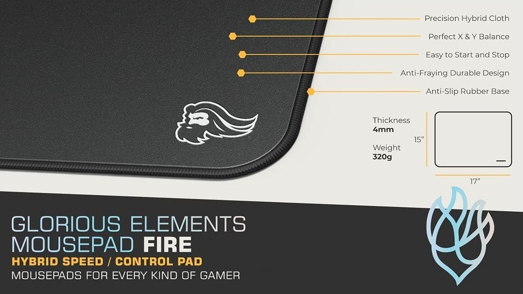 Glorious Element Gaming Mouse Pad - fire 17x15in (38x43cm) | GLO-MP-ELEM-fire