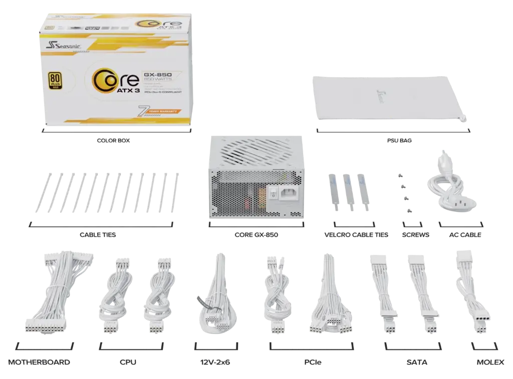 Seasonic Core GX-850-V2 ATX3.1 - 850W - White