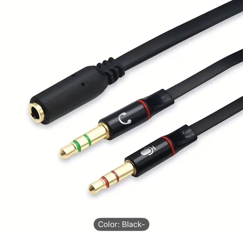 Microphone headset audio splitter cable Female 2 to Male headphone Mic AUX 3.5mm