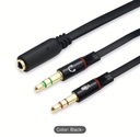 Microphone headset audio splitter cable Female 2 to Male headphone Mic AUX 3.5mm