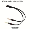 Microphone headset audio splitter cable Female 2 to Male headphone Mic AUX 3.5mm