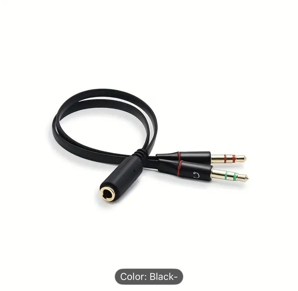 Microphone headset audio splitter cable Female 2 to Male headphone Mic AUX 3.5mm