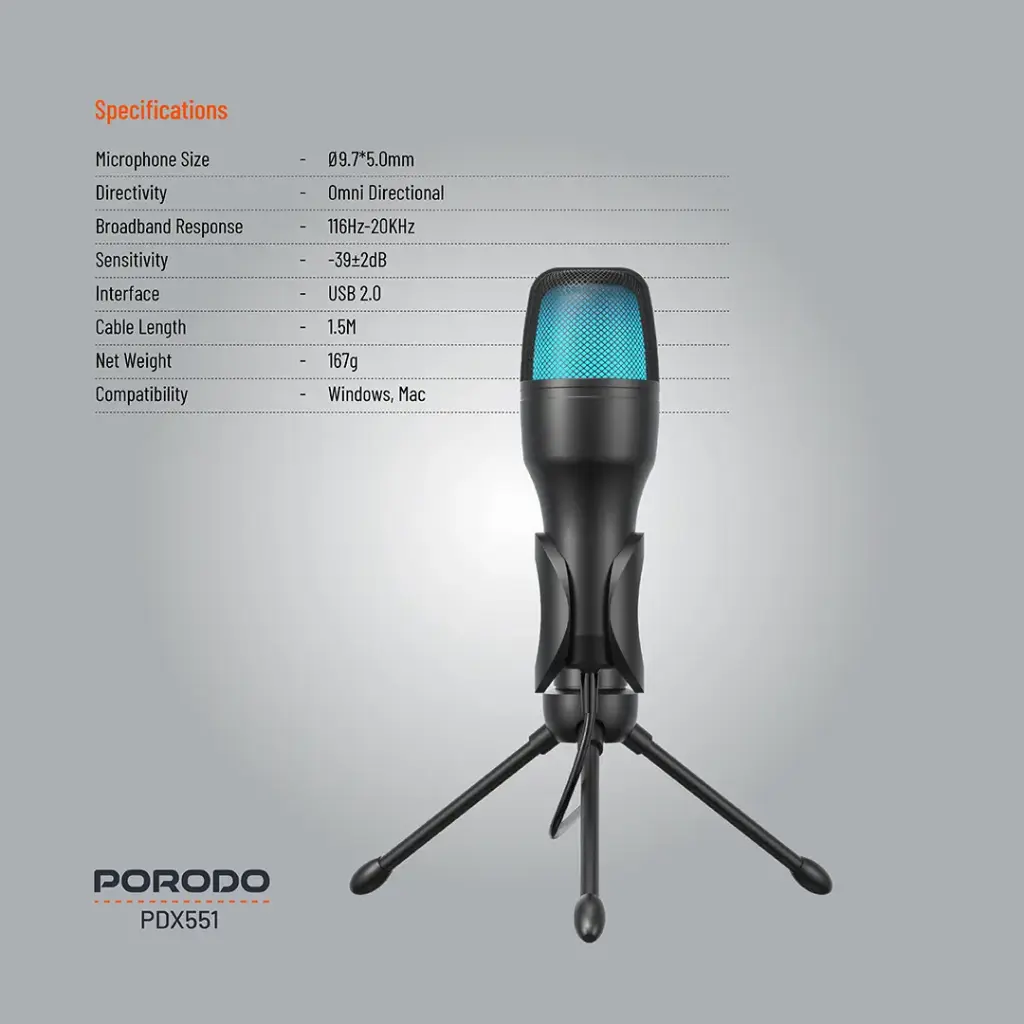 Porodo Gaming Condenser Microphone - PDX551