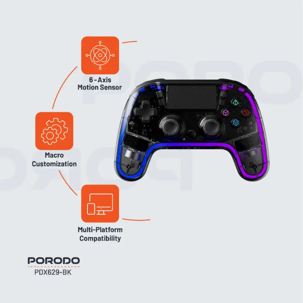 Porodo Gaming Crystal Shell Controller PDX629-BK
