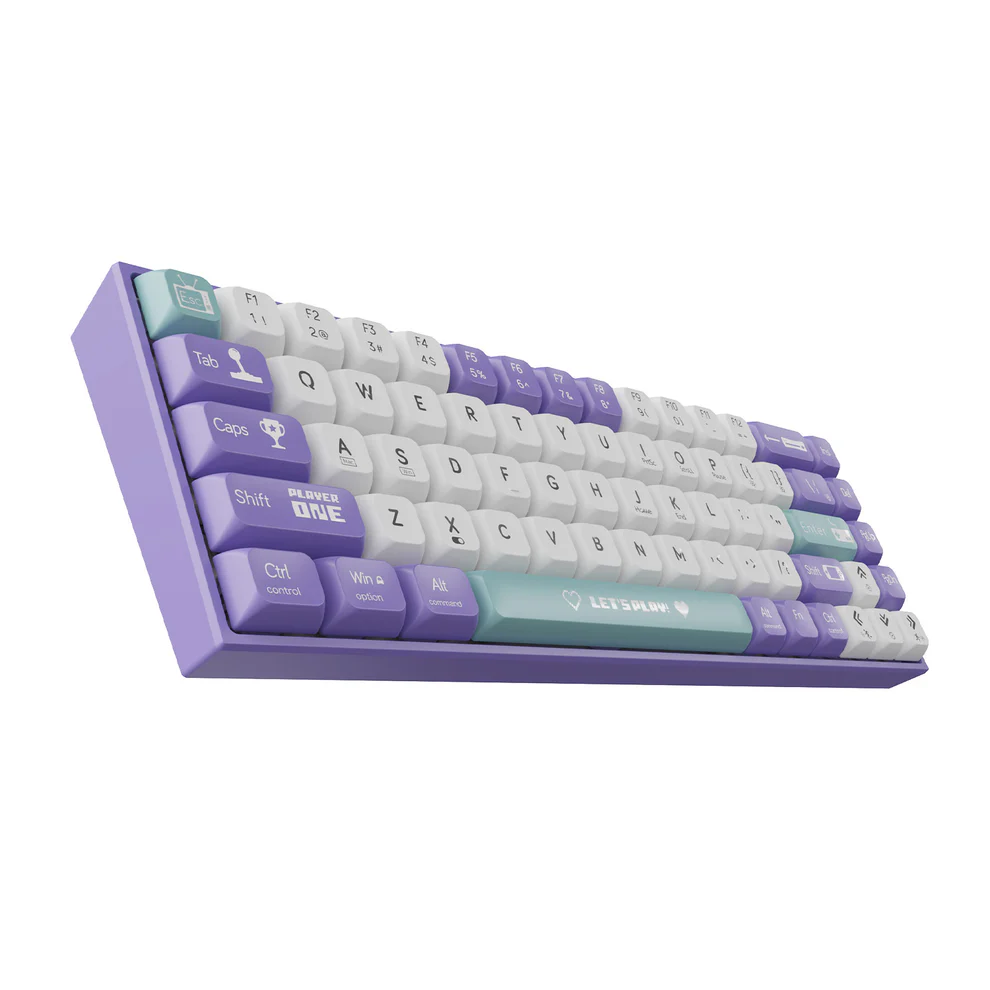 OPEN BOX - AJAZZ KEYBOARD PURPLE WHITE BROWN SWITCH (WIRED ONLY) 60% - AK680