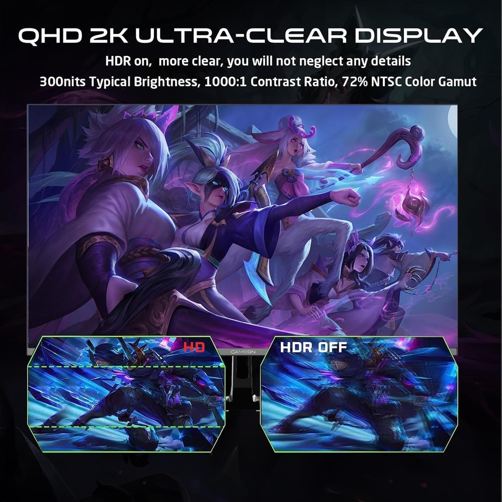 GAMEON 2K 27 180Hz, 0.5ms, IPS Panel, QHD Gaming Monitor, GOPS27QHD180IPS