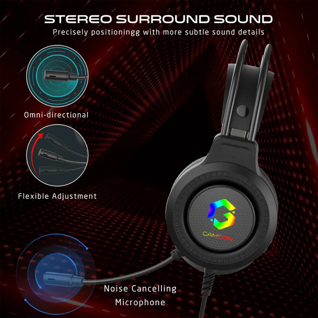 GAMEON GOT101 Shadowfire RGB Gaming Headset - Black 