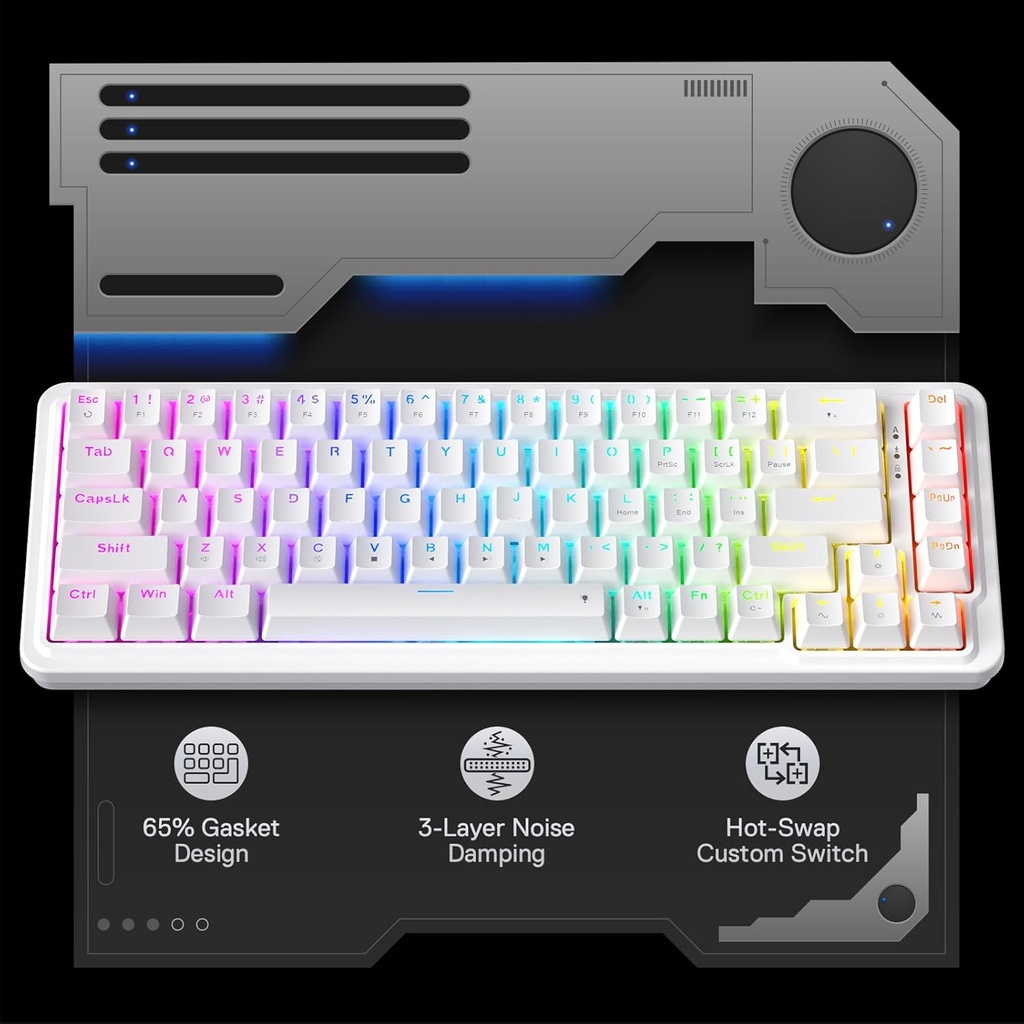 Redragon Nova Wired Keyboard White - K709W-RGB