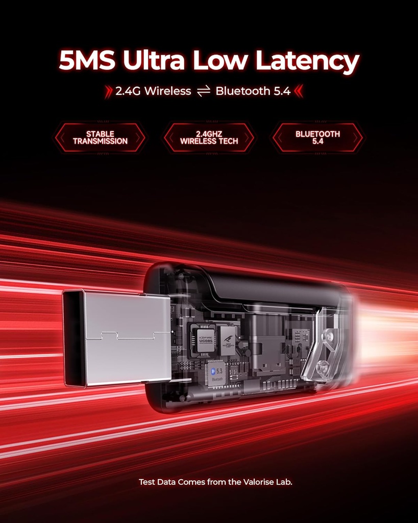 PICUN G2 RGB Wireless Gaming Headset, 7.1 Surround Sound, 2.4GHz - Black