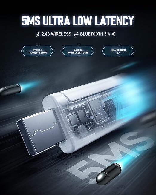 PICUN G2 RGB Wireless Gaming Headset, 7.1 Surround Sound, 2.4GHz - White