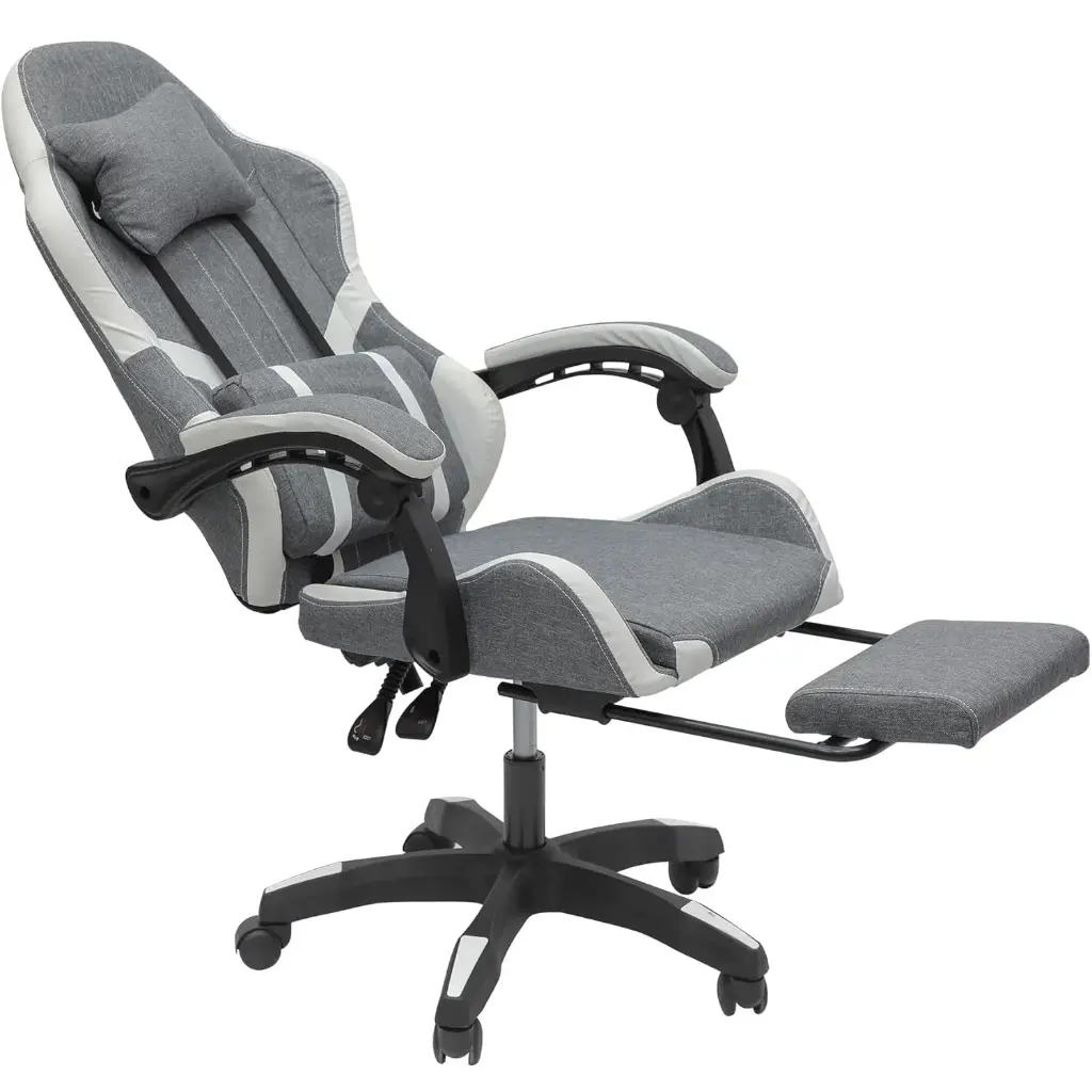 Gaming Chair with Footrest - Gray - 34FR