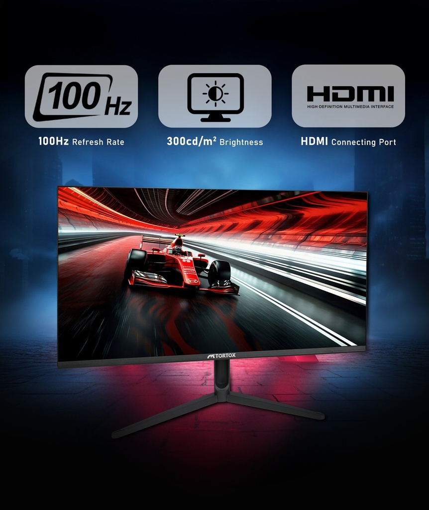Tortox P24i100 24 inch IPS 1Ms 100hz FHD Gaming/Office Monitor, 97%sRGB, Clear Vision Processor, Eye Care, HDMI/ VGA Port