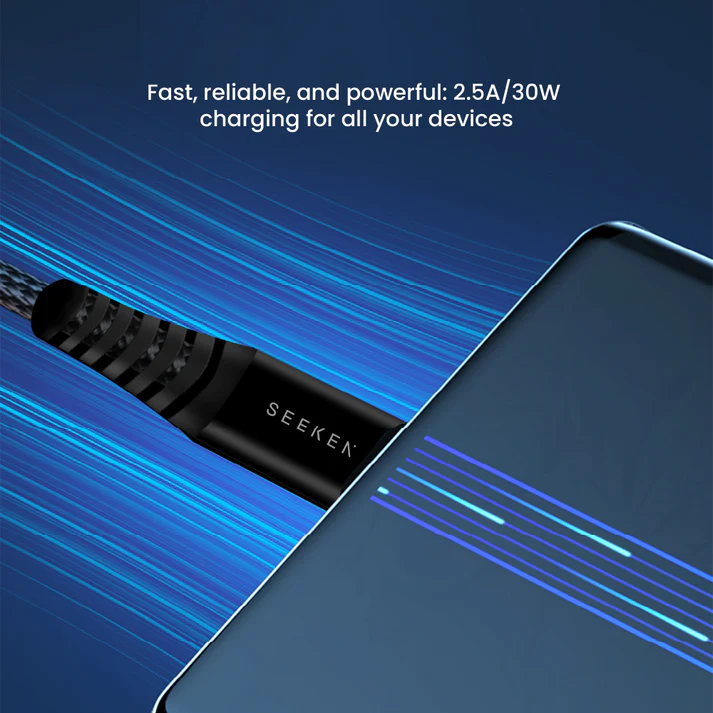 Powerflex USB-A to USB-C 30W Braided Charging Cable - 3m