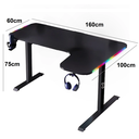 Gaming Desk GXG L Shaped BLACK  Right L-(160)-RGB-R-B, Size:160X60X100cm